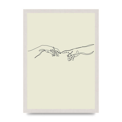 Creation Of Adam Hands Line Drawing Art For The Home - A3 framed