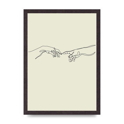 Creation Of Adam Hands Line Drawing Art For The Home - A3 framed