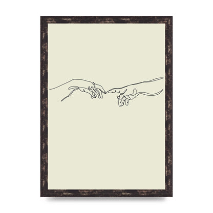 Creation Of Adam Hands Line Drawing Art For The Home - A3 framed