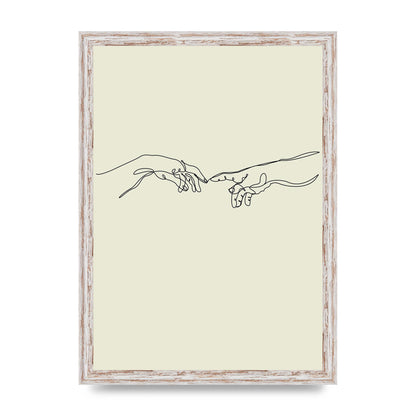 Creation Of Adam Hands Line Drawing Art For The Home - A3 framed
