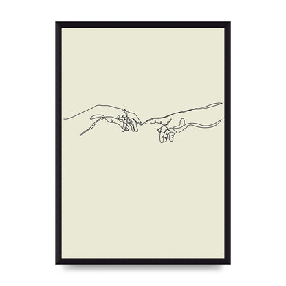 Creation Of Adam Hands Line Drawing Art For The Home - A3 framed