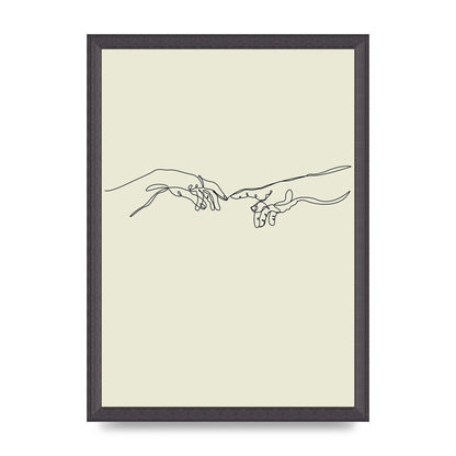 Creation Of Adam Hands Line Drawing Art For The Home - A3 framed