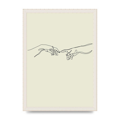 Creation Of Adam Hands Line Drawing Art For The Home - A3 framed