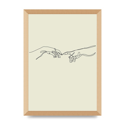 Creation Of Adam Hands Line Drawing Art For The Home - A3 framed