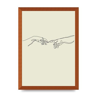 Creation Of Adam Hands Line Drawing Art For The Home - A3 framed