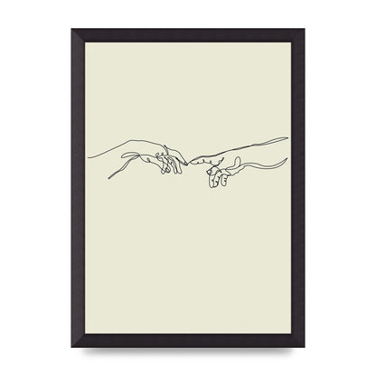 Creation Of Adam Hands Line Drawing Art For The Home - A3 framed