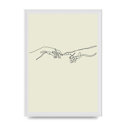 Creation Of Adam Hands Line Drawing Art For The Home - A3 framed