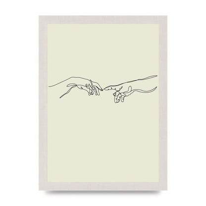 Creation Of Adam Hands Line Drawing Art For The Home - A4 framed