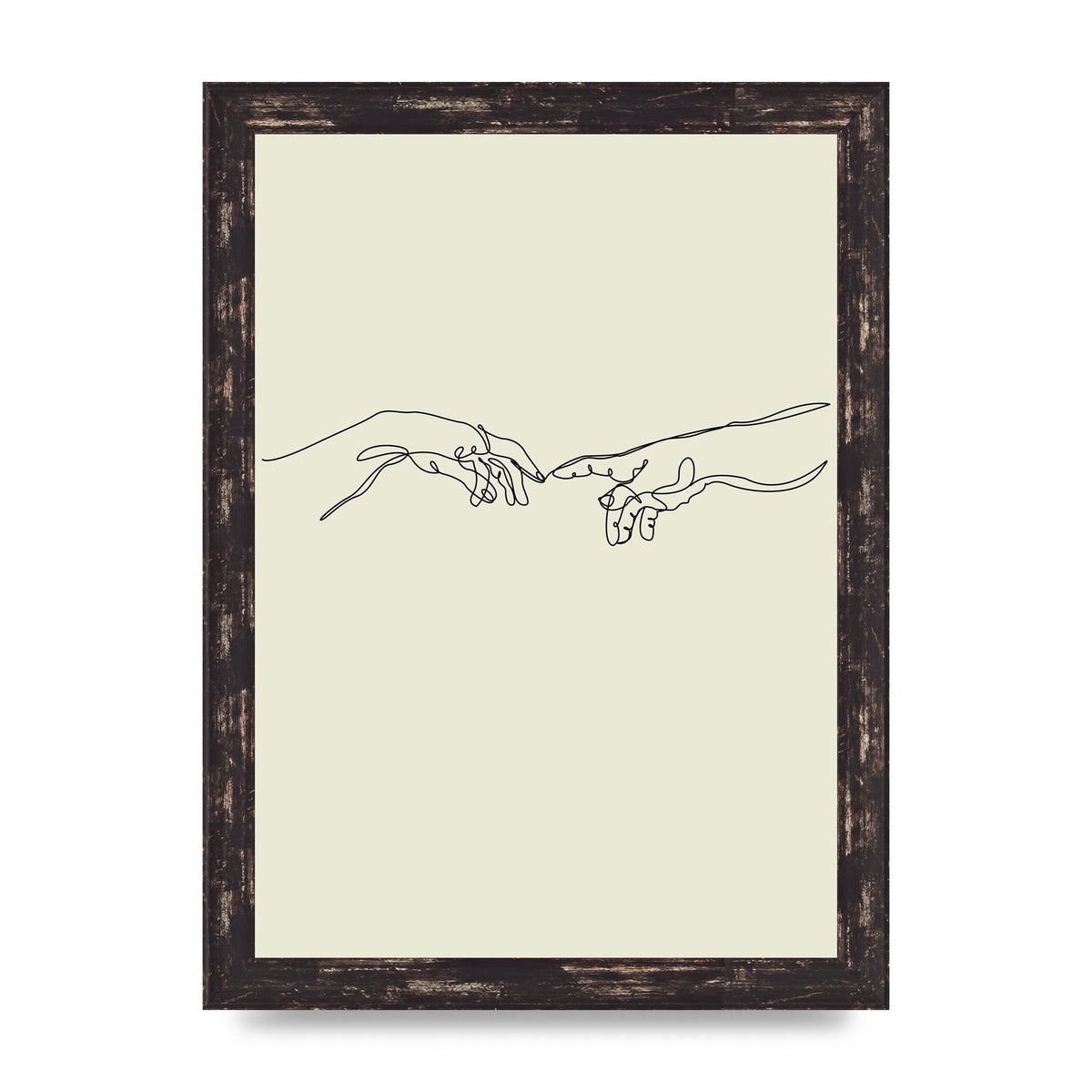 Creation Of Adam Hands Line Drawing Art For The Home - A4 framed