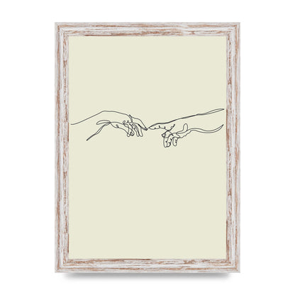 Creation Of Adam Hands Line Drawing Art For The Home - A4 framed