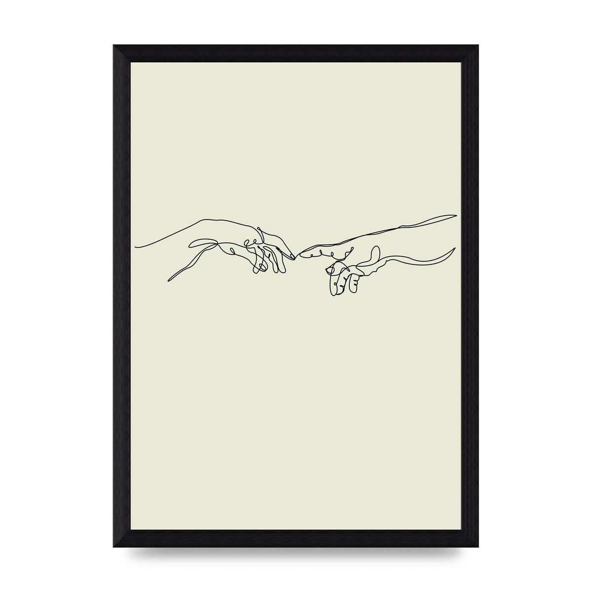 Creation Of Adam Hands Line Drawing Art For The Home - A4 framed
