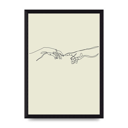 Creation Of Adam Hands Line Drawing Art For The Home - A4 framed
