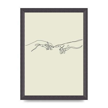Creation Of Adam Hands Line Drawing Art For The Home - A4 framed
