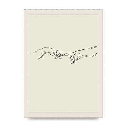 Creation Of Adam Hands Line Drawing Art For The Home - A4 framed