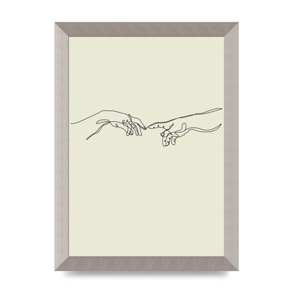 Creation Of Adam Hands Line Drawing Art For The Home - A4 framed