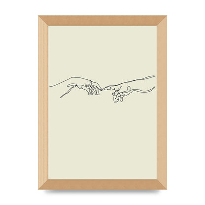 Creation Of Adam Hands Line Drawing Art For The Home - A4 framed