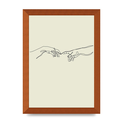 Creation Of Adam Hands Line Drawing Art For The Home - A4 framed