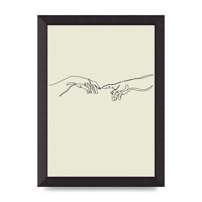 Creation Of Adam Hands Line Drawing Art For The Home - A4 framed
