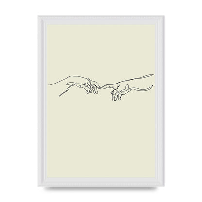 Creation Of Adam Hands Line Drawing Art For The Home - A4 framed