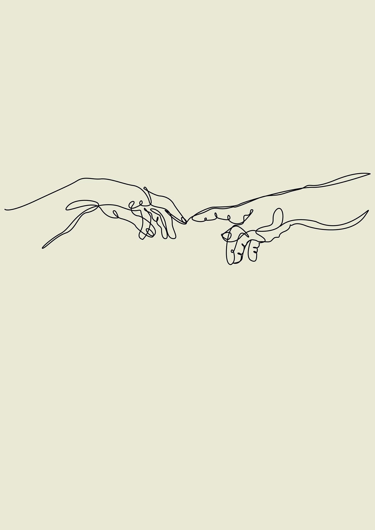 Creation Of Adam Hands Line Drawing Art For The Home - detail