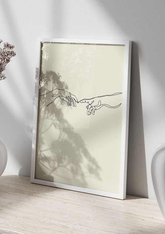 Creation Of Adam Hands Line Drawing Art For The Home - living room 2