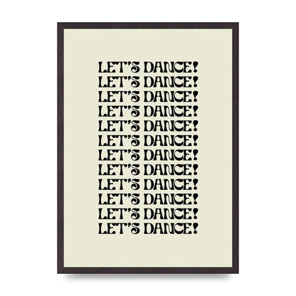 Lets Dance Black On White" Printed Poster - A2 framed