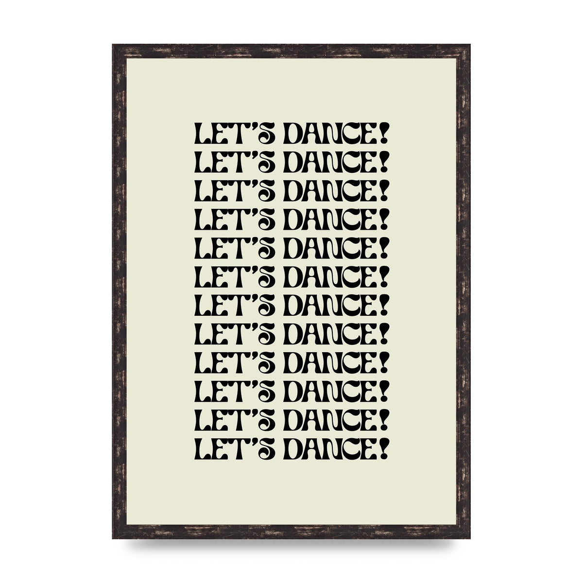 Lets Dance Black On White" Printed Poster - A2 framed