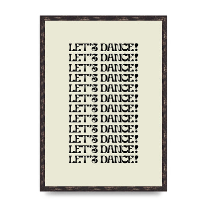 Lets Dance Black On White" Printed Poster - A2 framed