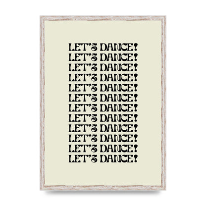 Lets Dance Black On White" Printed Poster - A2 framed