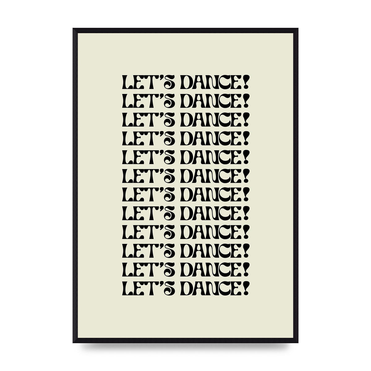 Lets Dance Black On White" Printed Poster - A2 framed