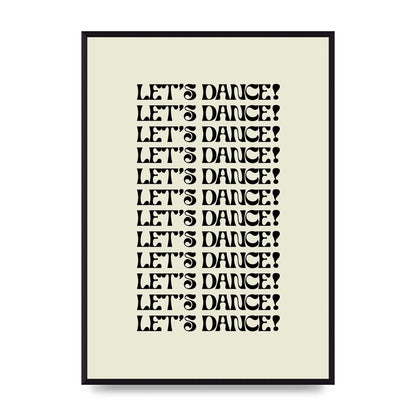 Lets Dance Black On White" Printed Poster - A2 framed