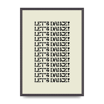 Lets Dance Black On White" Printed Poster - A2 framed