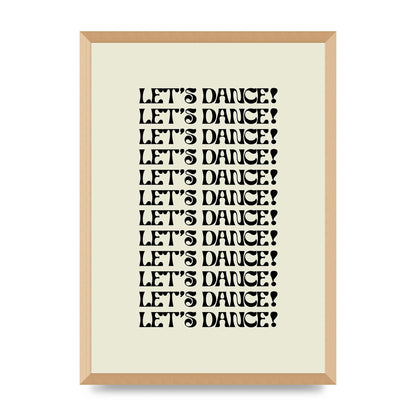 Lets Dance Black On White" Printed Poster - A2 framed