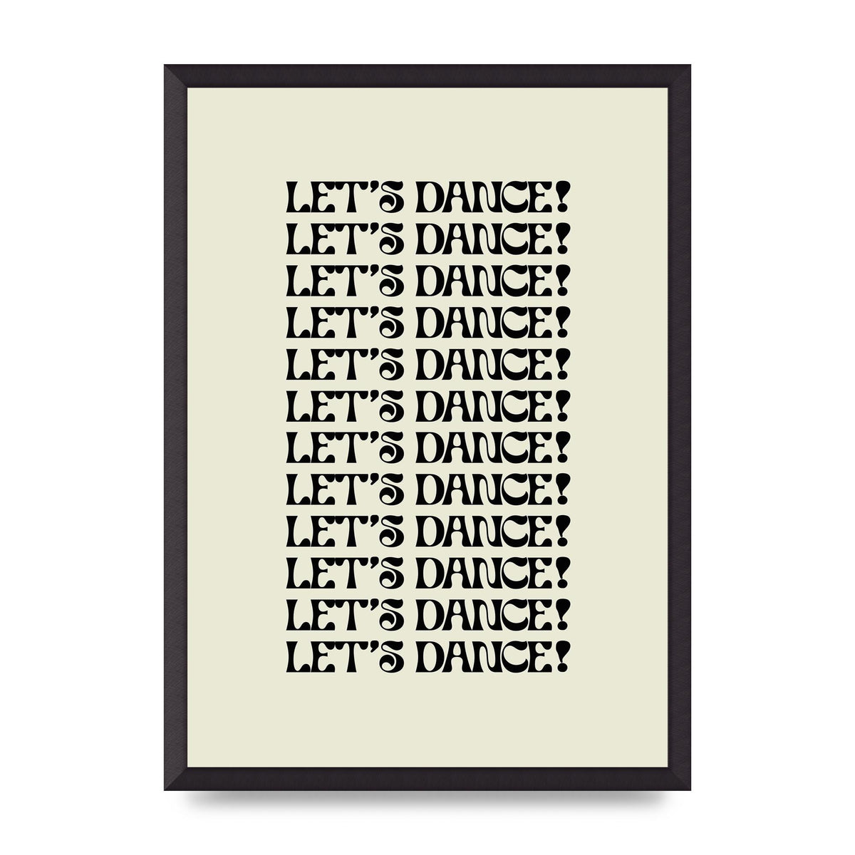 Lets Dance Black On White" Printed Poster - A2 framed