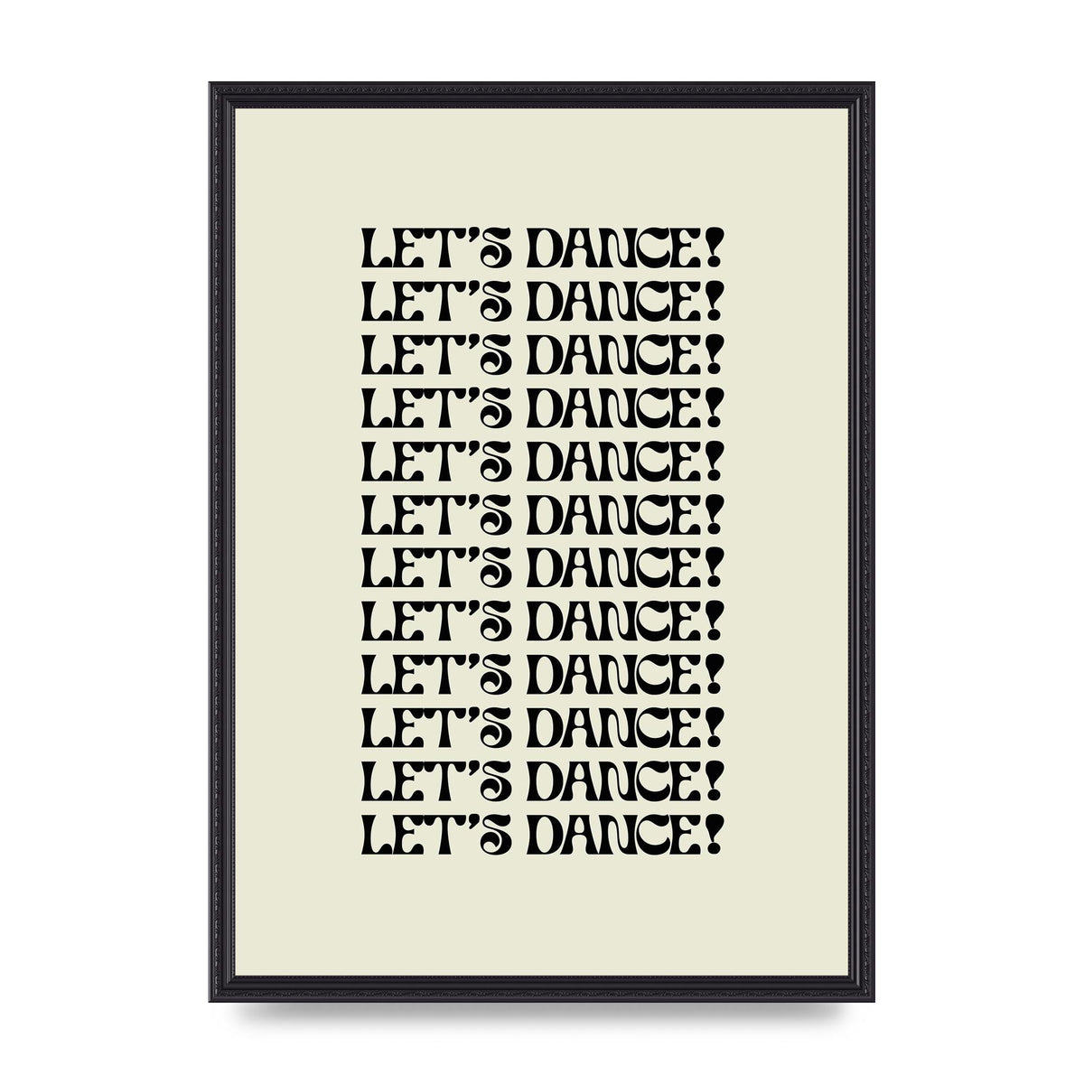 Lets Dance Black On White" Printed Poster - A2 framed