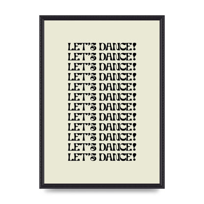 Lets Dance Black On White" Printed Poster - A2 framed