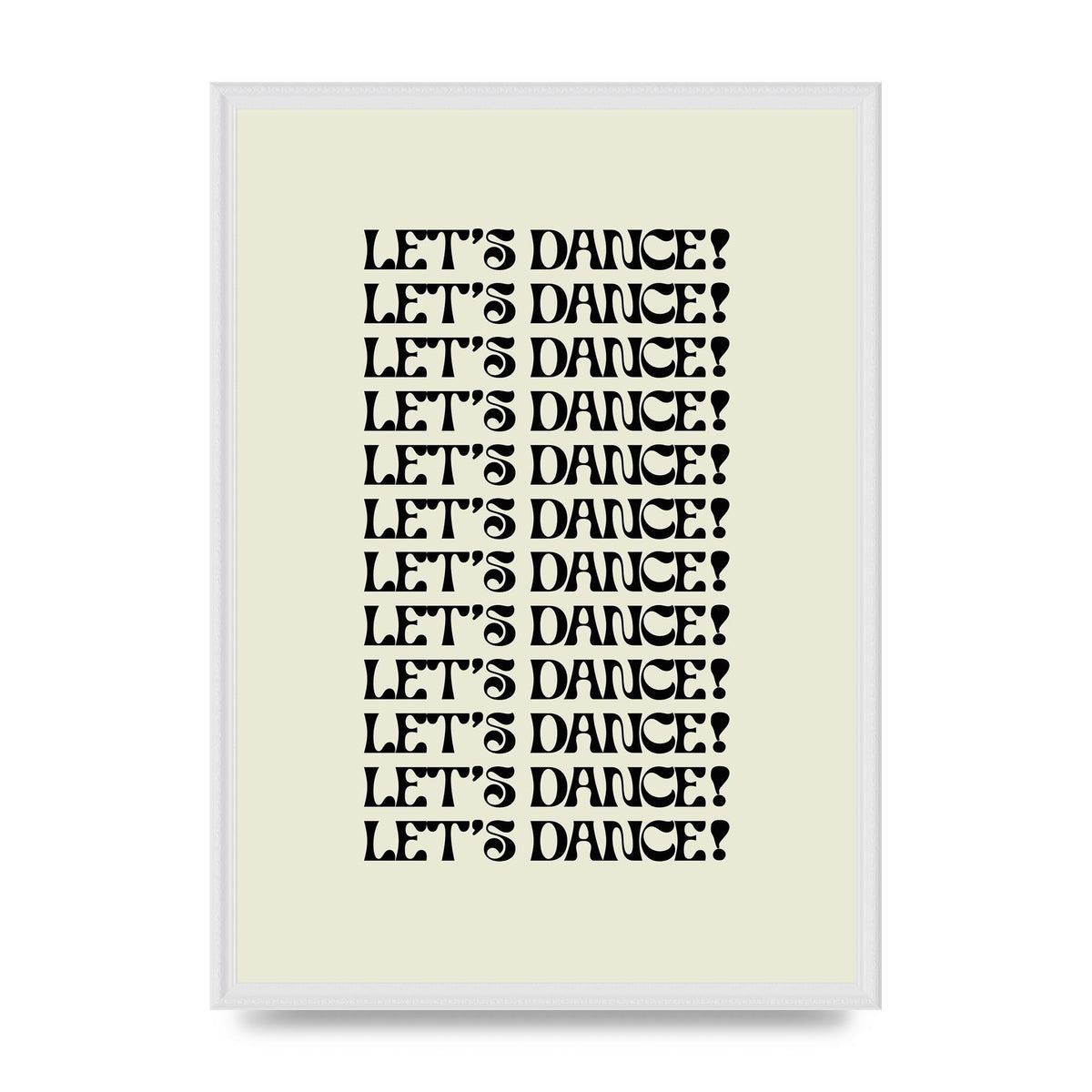 Lets Dance Black On White" Printed Poster - A2 framed