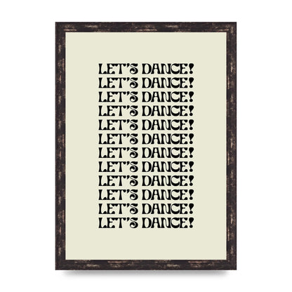 Lets Dance Black On White" Printed Poster - A3 framed