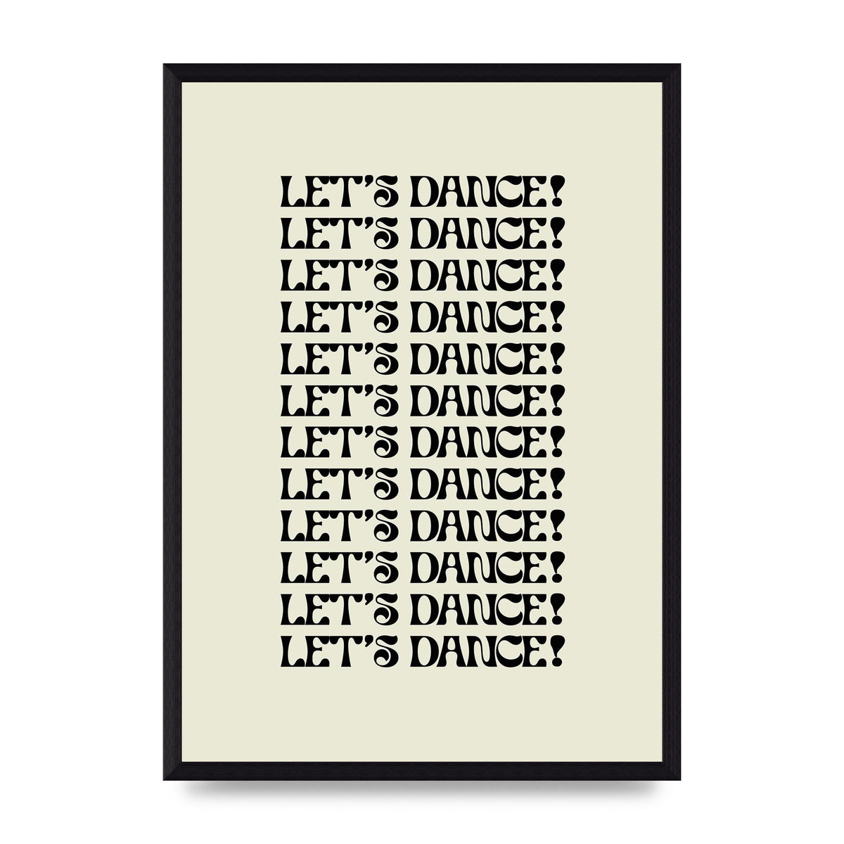 Lets Dance Black On White" Printed Poster - A3 framed