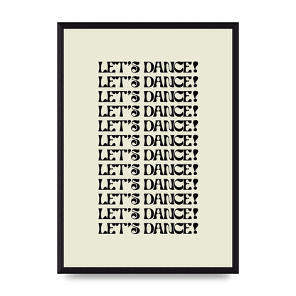 Lets Dance Black On White" Printed Poster - A3 framed