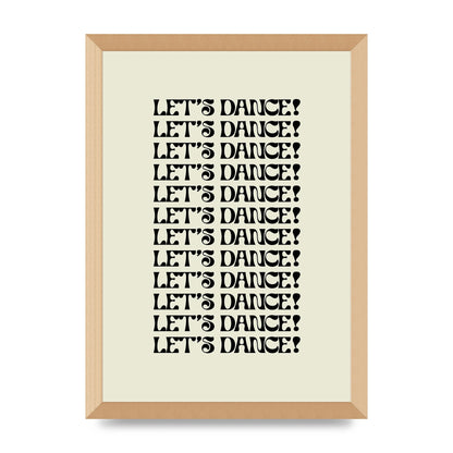 Lets Dance Black On White" Printed Poster - A3 framed