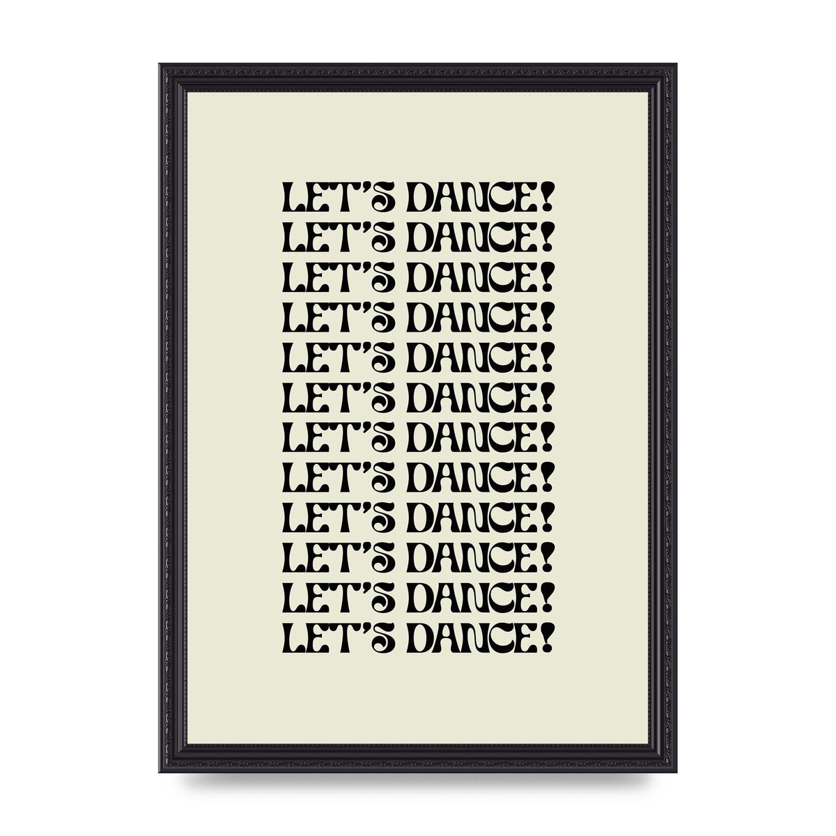 Lets Dance Black On White" Printed Poster - A3 framed