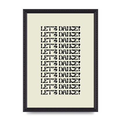 Lets Dance Black On White" Printed Poster - A3 framed