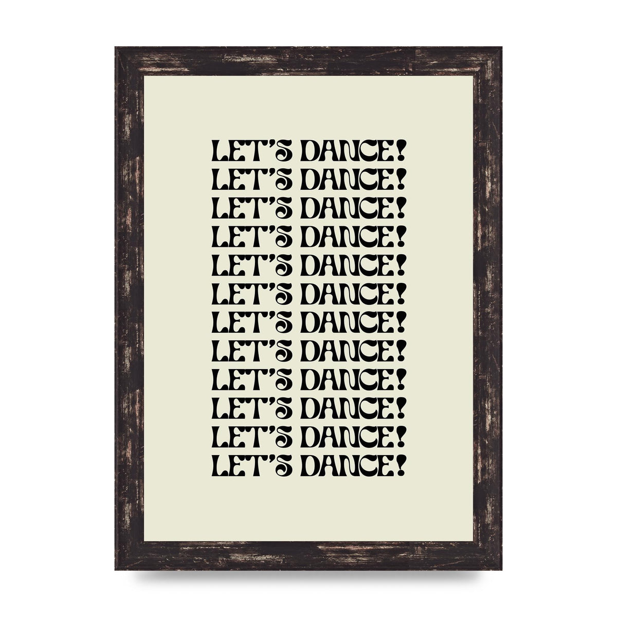Lets Dance Black On White" Printed Poster - A4 framed