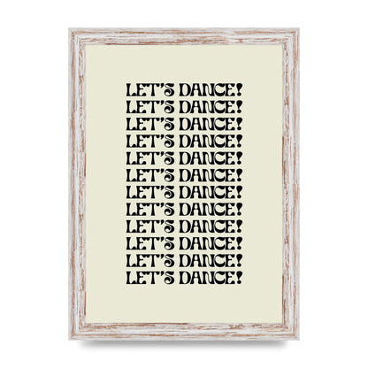 Lets Dance Black On White" Printed Poster - A4 framed