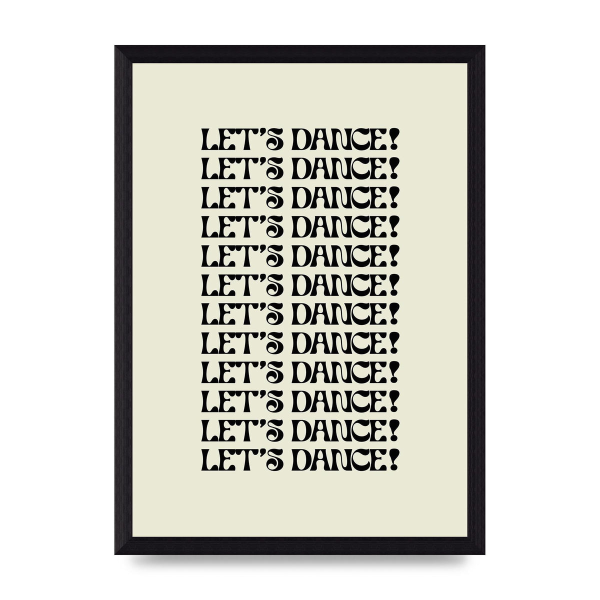Lets Dance Black On White" Printed Poster - A4 framed