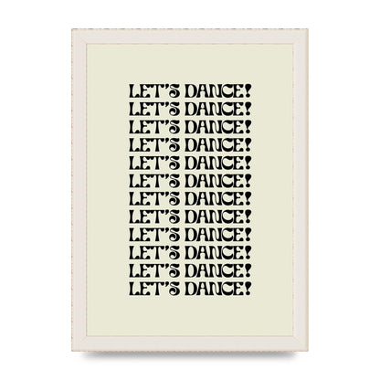 Lets Dance Black On White" Printed Poster - A4 framed