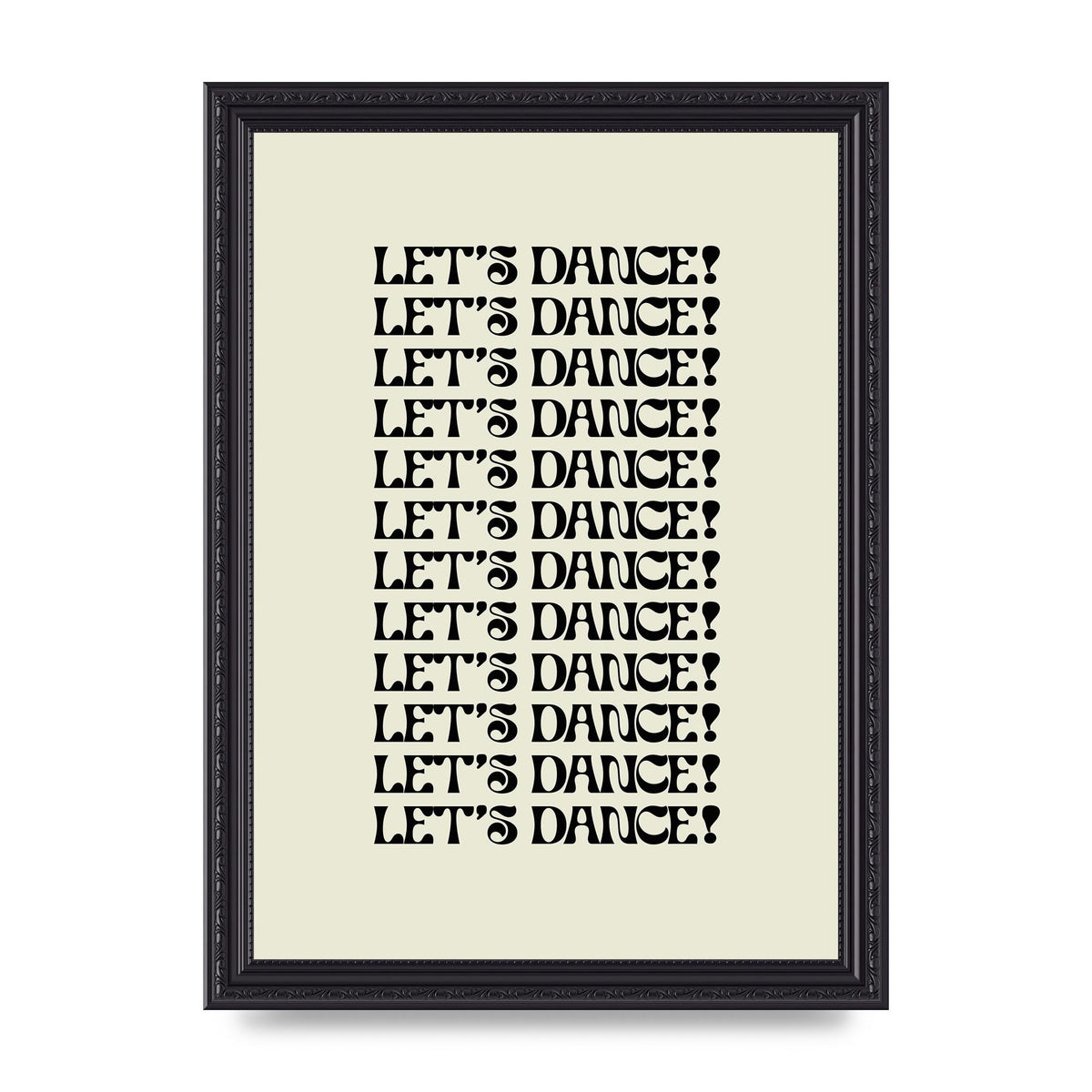 Lets Dance Black On White" Printed Poster - A4 framed