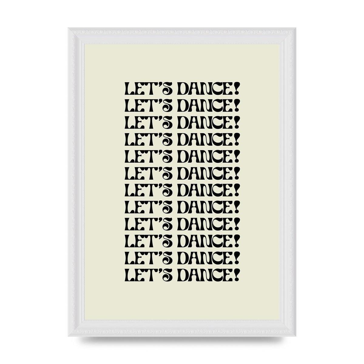 Lets Dance Black On White" Printed Poster - A4 framed