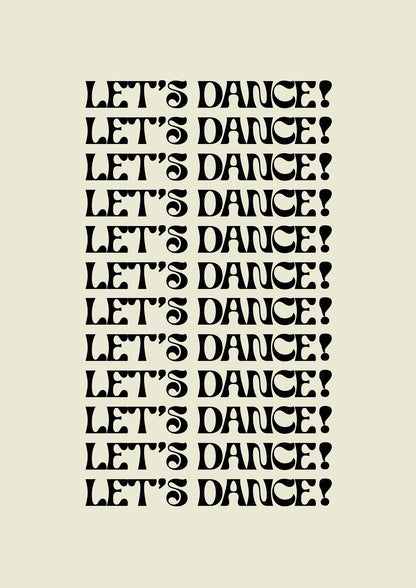 Lets Dance Black On White" Printed Poster - detail